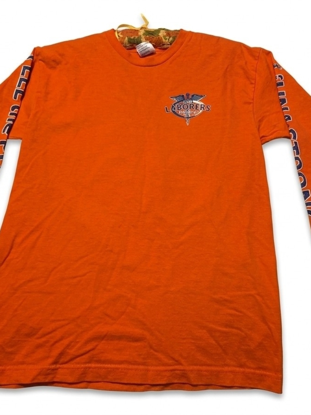 Alaska Labors Local 341 Orange Long Sleeve Crewneck T-shirt Union Healthcare